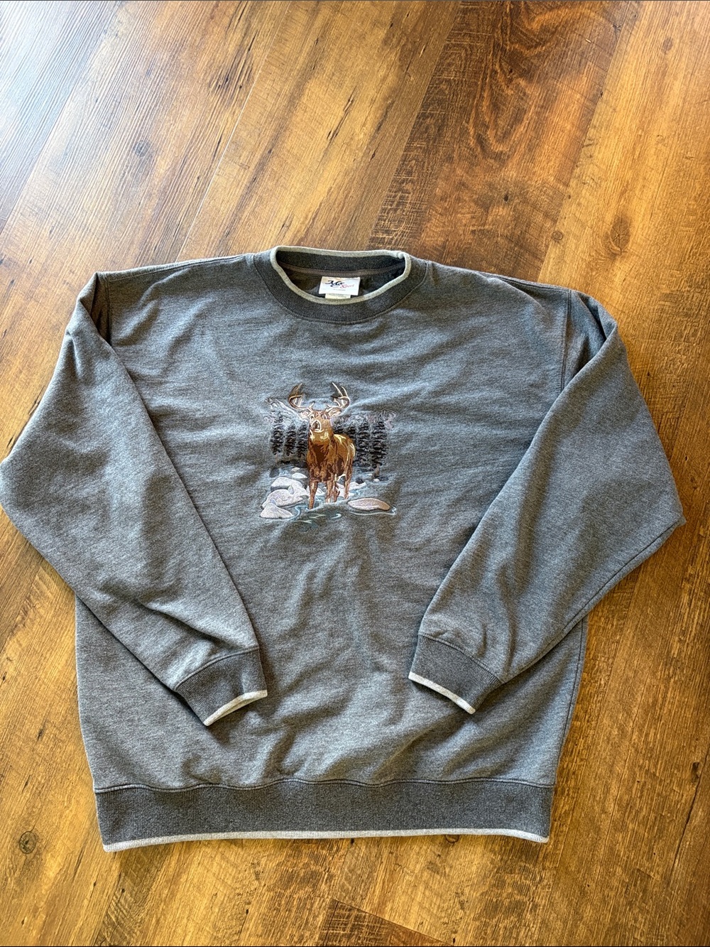 Vintage 90s M&C Sport Embroidered Deer Sweatshirt Grey Size XL